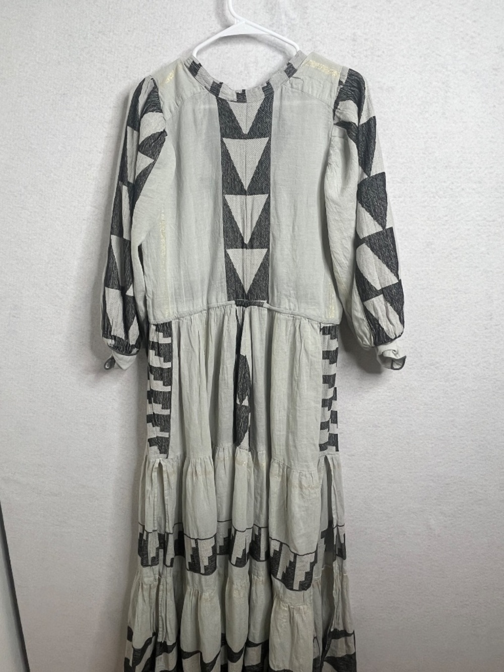 Pearl & Caviar Boho Geometric Print Midi Dress Long Sleeve Flowy S - Picture 6 of 6